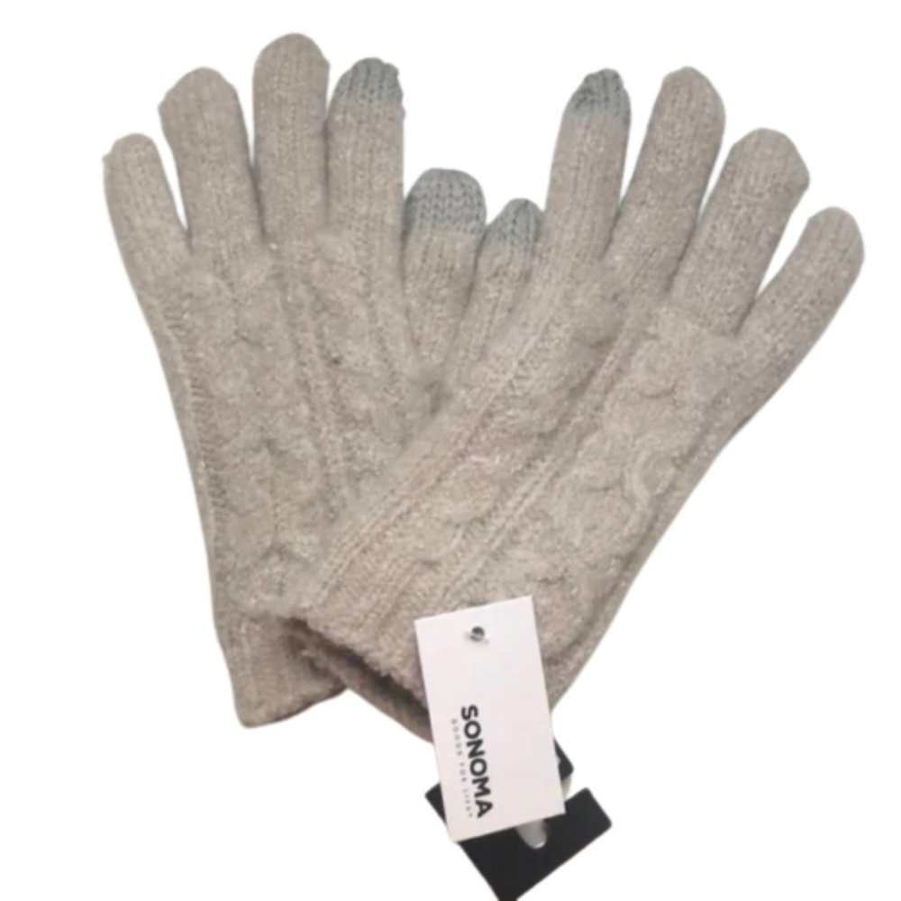 NWT Sonoma Gray Sherpa Lined Super Cozy Touch Screen Compatible Gloves